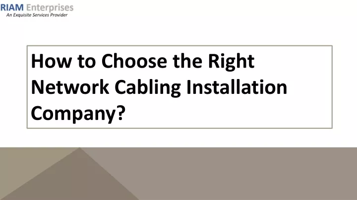 how to choose the right network cabling