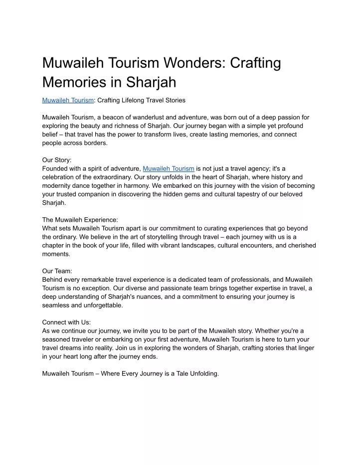 muwaileh tourism wonders crafting memories
