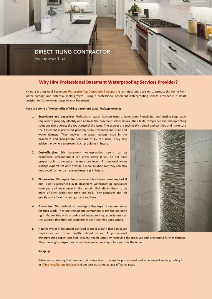 why hire professional basement waterproofing