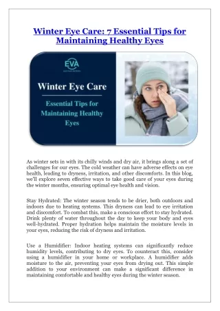 Winter Eye Care: 7 Essential Tips for Maintaining Healthy Eyes