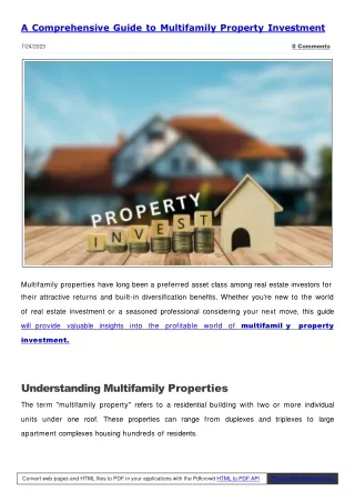Comprehensive Guide to Multifamily Property Investment