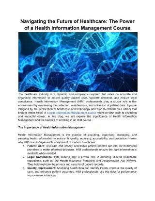Navigating the Future of Healthcare_ The Power of a Health Information Management Course