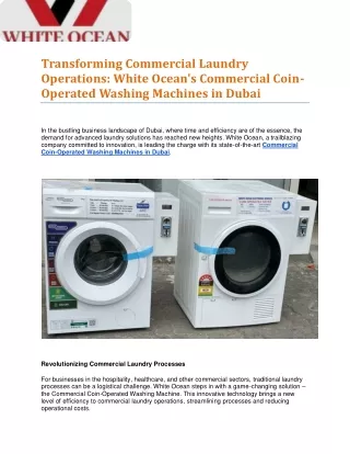 White Ocean's Commercial Coin-Operated Washing Machines in Dubai