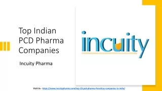 Top Indian PCD Pharma Companies - Incuity Pharma