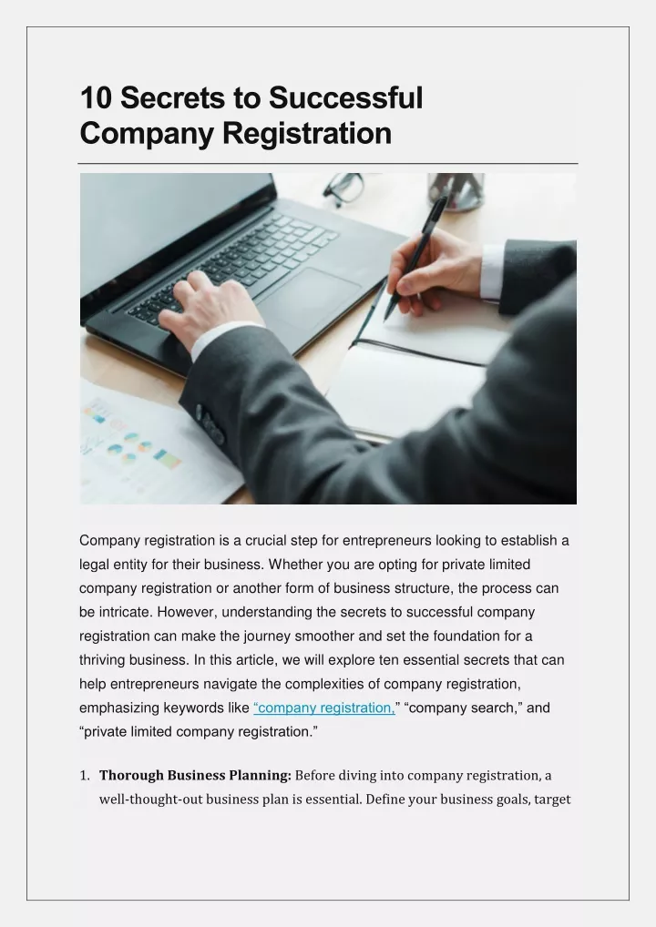 10 secrets to successful company registration