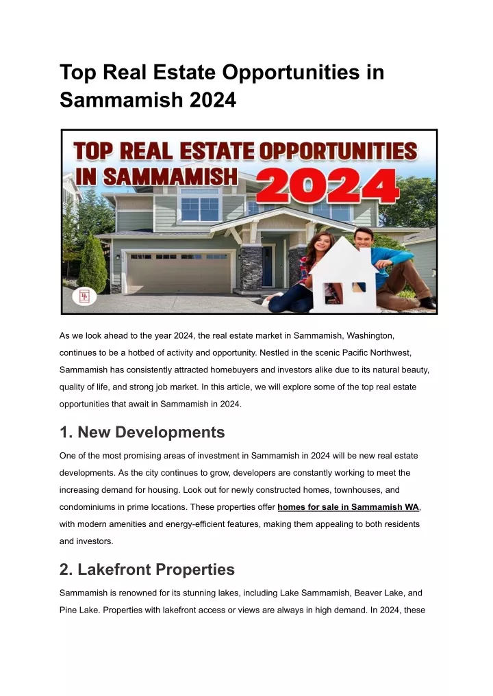 top real estate opportunities in sammamish 2024