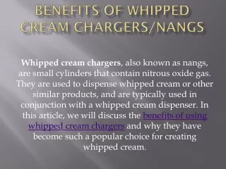 Benefits of Whipped Cream Chargers Nangs