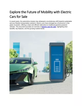 Explore the Future of Mobility with Electric Cars for Sale.docx