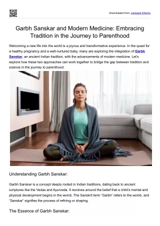 Garbh Sanskar and Modern Medicine- Embracing Tradition in the Journey to Parenthood