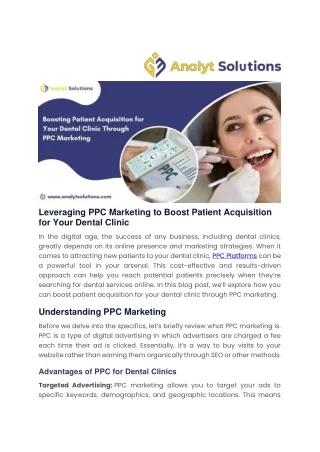 Leveraging PPC Marketing to Boost Patient Acquisition for Your Dental Clinic