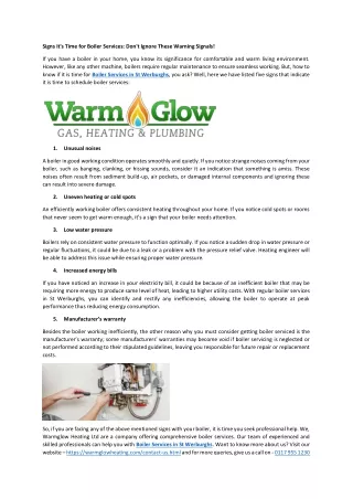 Signs It's Time for Boiler Services Don't Ignore These Warning Signals!