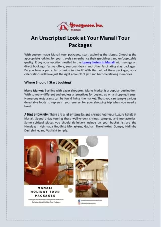 An Unscripted Look at Your Manali Tour Packages
