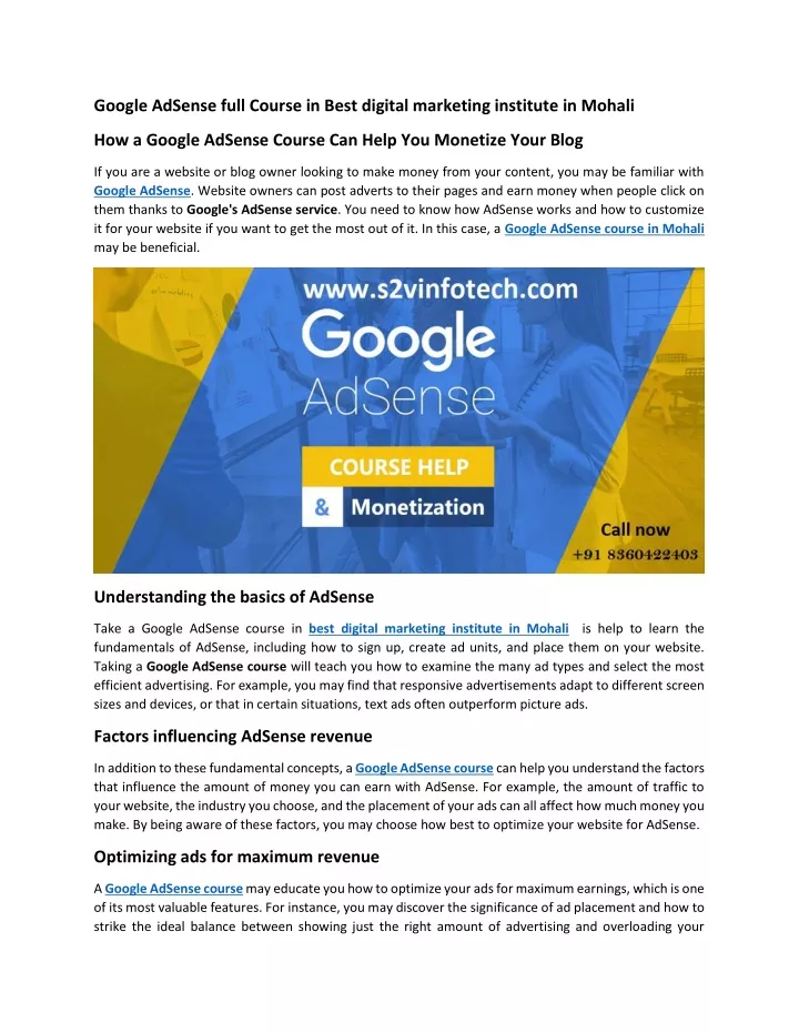 google adsense full course in best digital