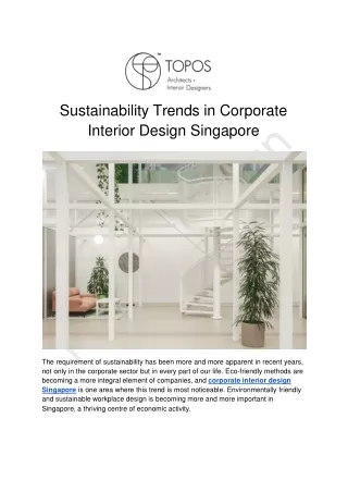 Sustainability Trends in Corporate Interior Design Singapore
