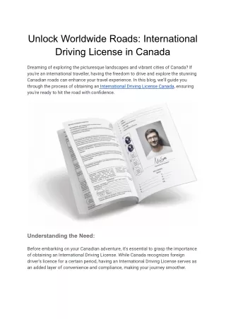 Drive Worldwide: Obtain Your International Driver Licence in Canada