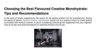 Choosing the Best Flavoured Creatine Monohydrate_ Tips and Recommendations