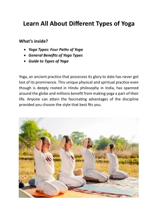 Learn All About Different Types of Yoga