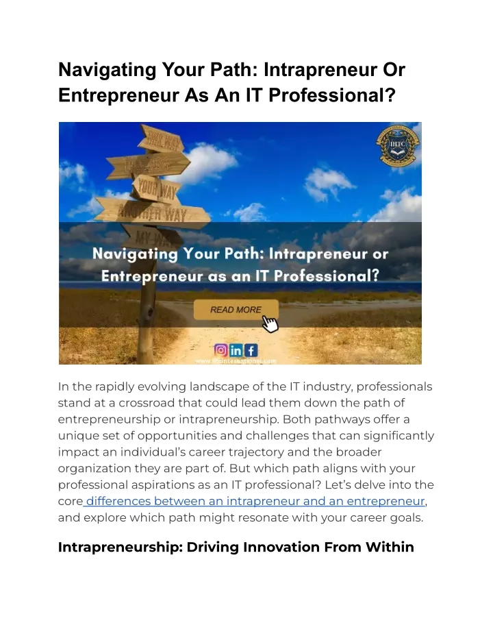 navigating your path intrapreneur or entrepreneur