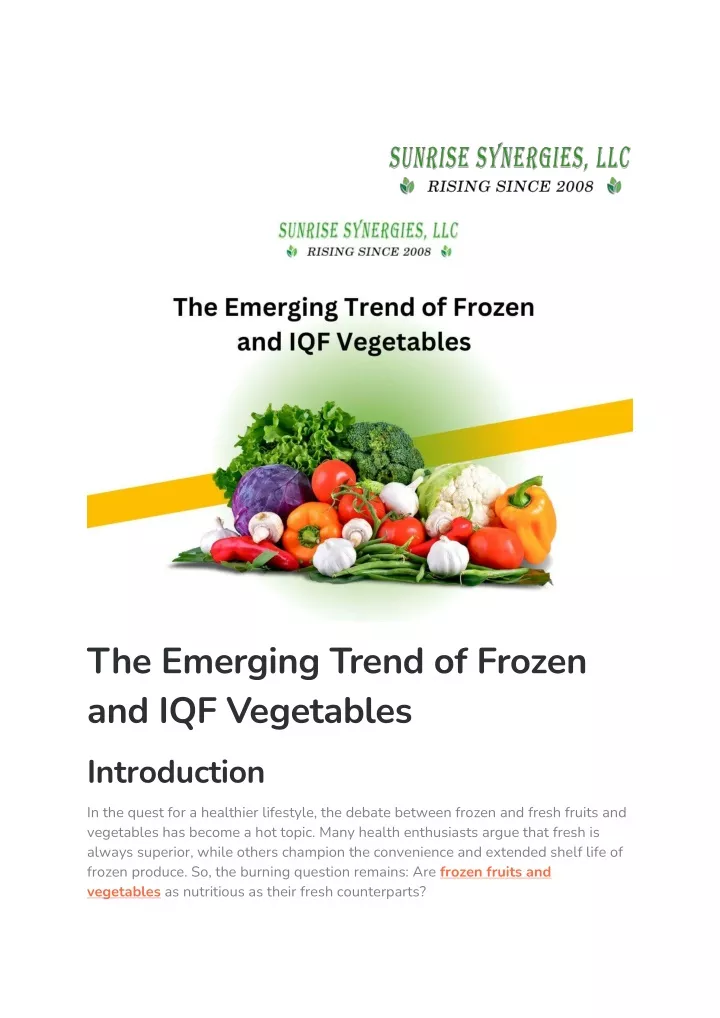 the emerging trend of frozen and iqf vegetables
