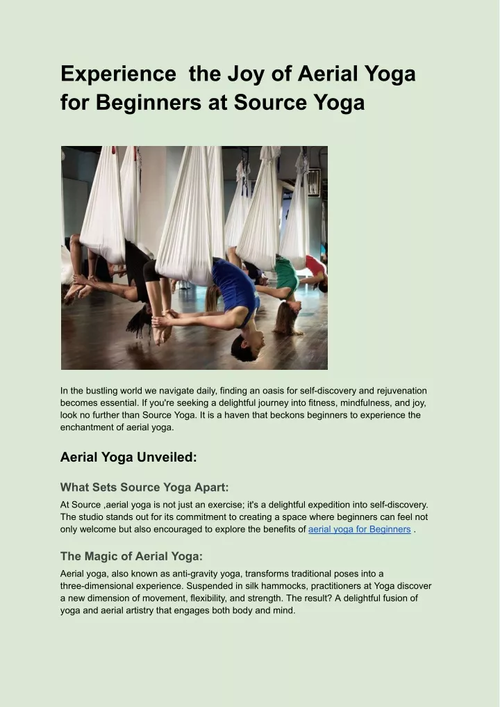 experience the joy of aerial yoga for beginners