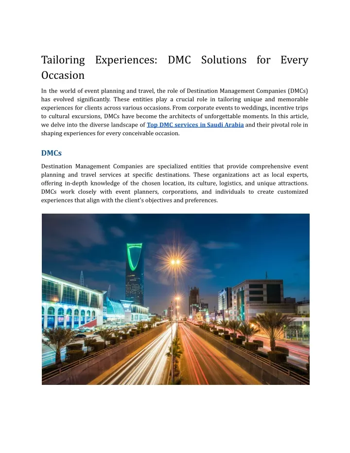 tailoring experiences dmc solutions for every