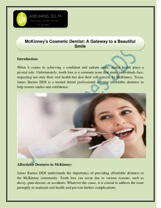 Affordable Dentures in McKinney James Barnes DDS Ensures Happy Smiles
