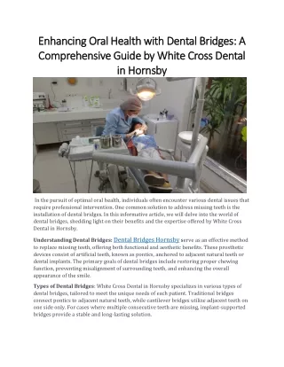 Enhancing Oral Health with Dental Bridges A Comprehensive Gu