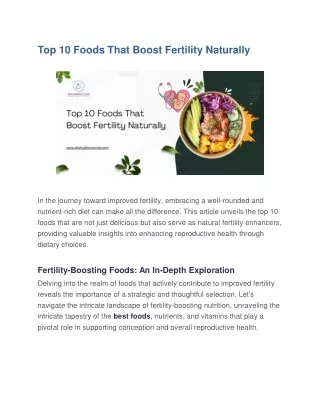 Top 10 Foods That Boost Fertility Naturally