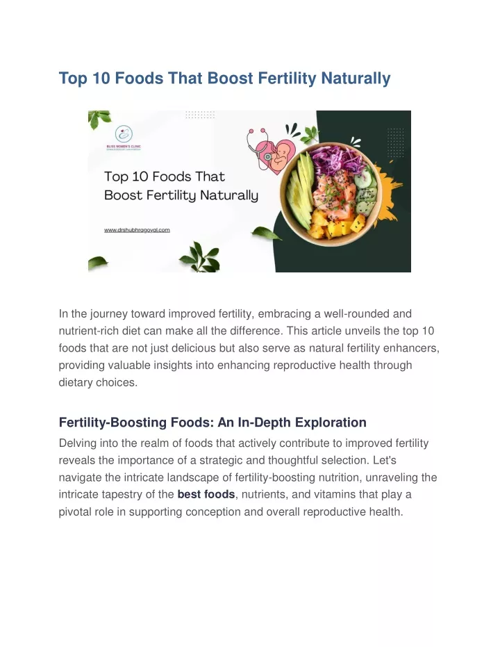 top 10 foods that boost fertility naturally
