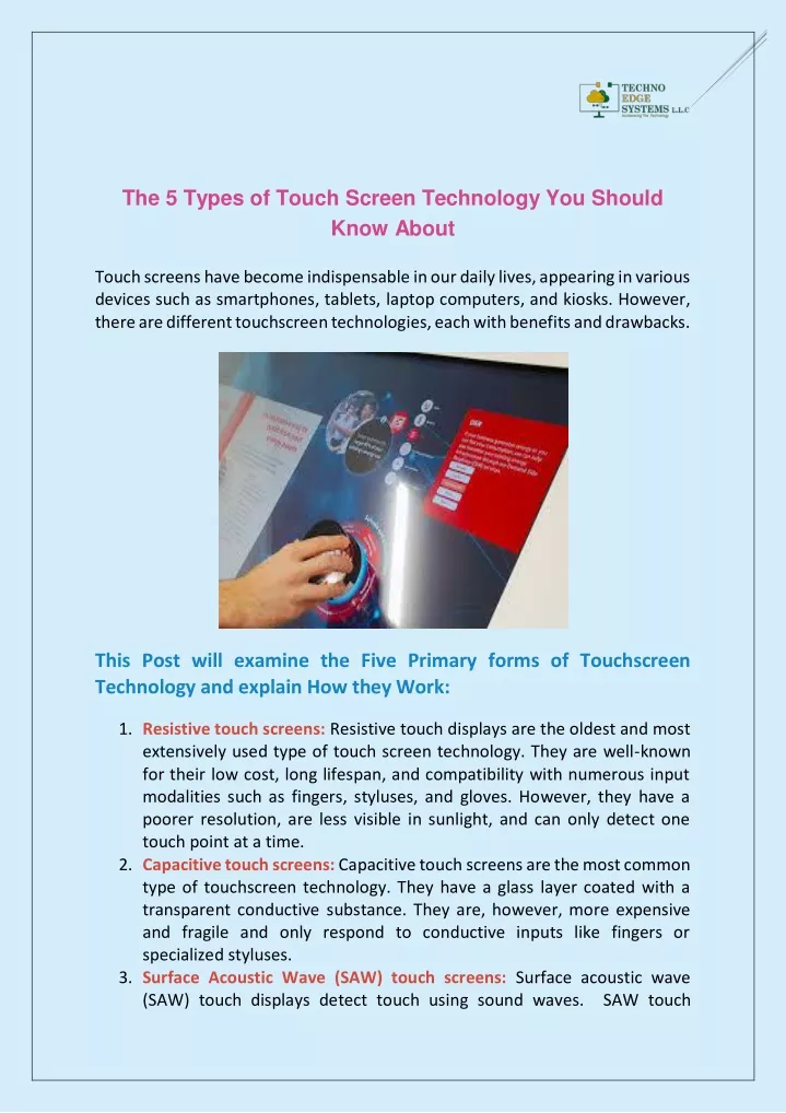 the 5 types of touch screen technology you should