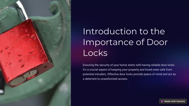 introduction to the importance of door locks