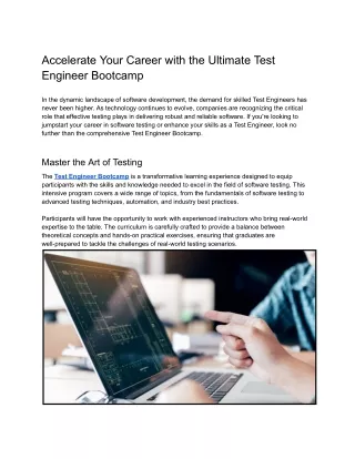 Accelerate Your Career with the Ultimate Test Engineer Bootcamp