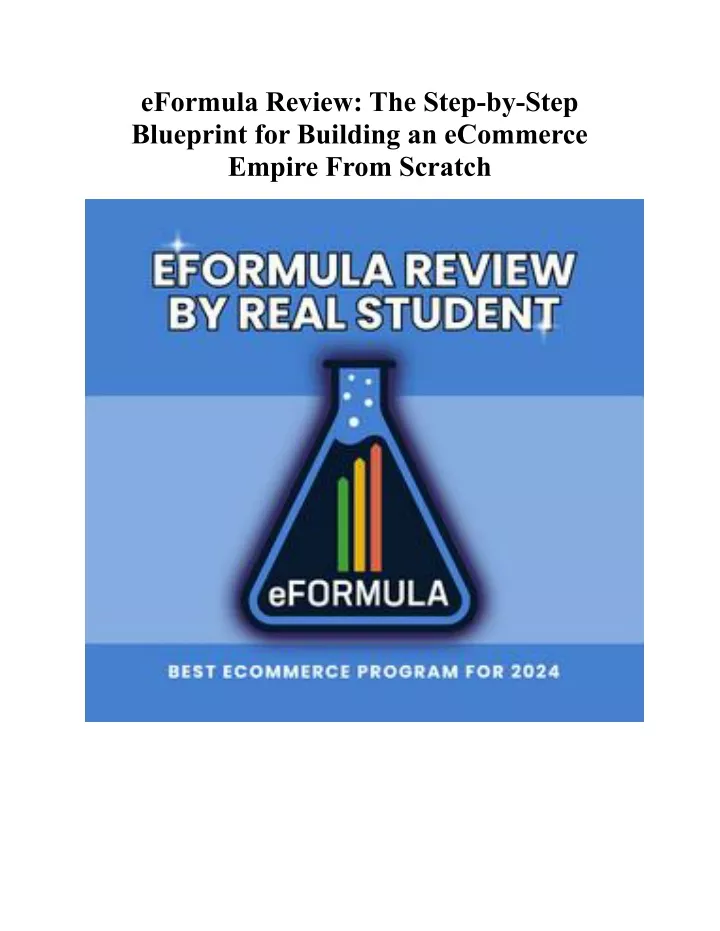 eformula review the step by step blueprint