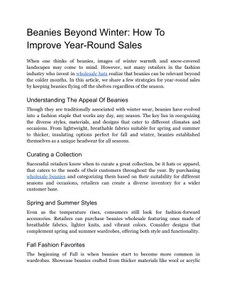beanies beyond winter how to improve year round