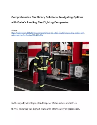Comprehensive Fire Safety Solutions_ Navigating Options with Qatar’s Leading Fire Fighting Companies