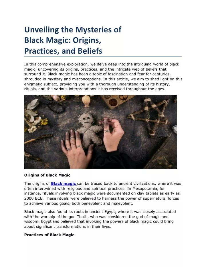 unveiling the mysteries of black magic origins