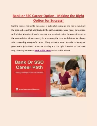 Bank Or SSC Career Path - Making the Right Option for Success