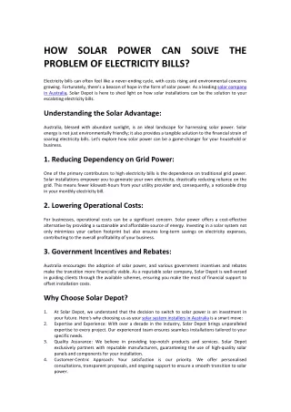 HOW SOLAR POWER CAN SOLVE THE PROBLEM OF ELECTRICITY BILLS