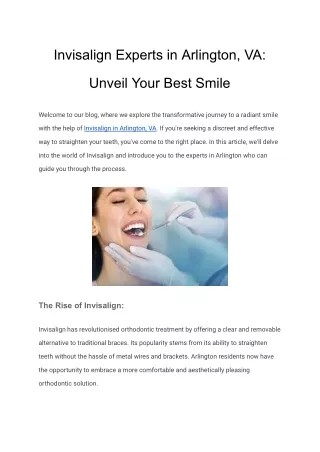 Transform Your Smile with Invisalign in Arlington, VA