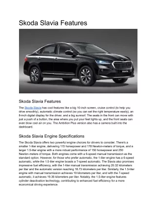 skoda slavia features