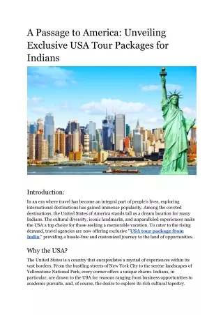 A Passage to America_ Unveiling Exclusive USA Tour Packages for Indians