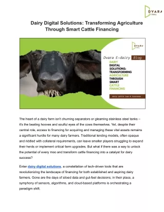 Dairy Digital Solutions_ Transforming Agriculture Through Smart Cattle Financing