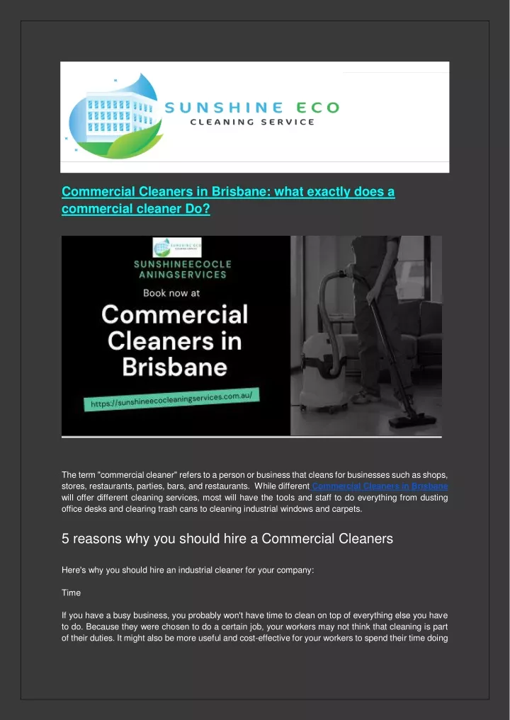 commercial cleaners in brisbane what exactly does