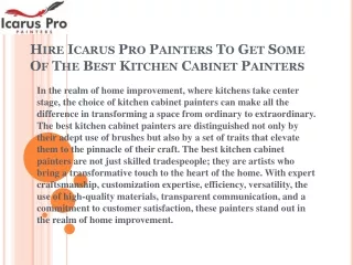 Hire Icarus Pro Painters To Get Some Of The Best Kitchen Cabinet Painters