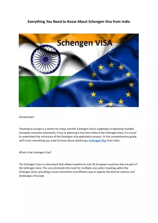 Everything You Need to Know About Schengen Visa from India