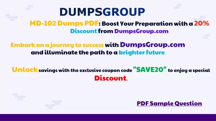 md 102 dumps pdf boost your preparation with a 20 discount from dumpsgroup com