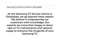 Samsung TV Service Center in Ghaziabad: Expert Repairs and Reliable Solutions