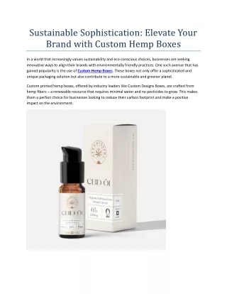 Sustainable Sophistication Elevate Your Brand with Custom Hemp Boxes