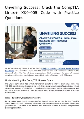 Unveiling Success_ Crack the CompTIA Linux  XK0-005 Code with Practice Questions