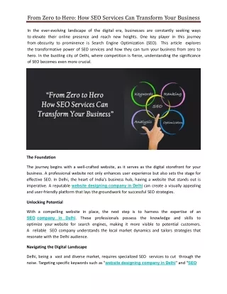 From Zero to Hero How SEO Services Can Transform Your Business